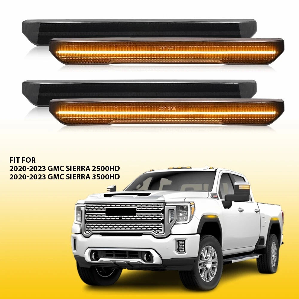 Set of 4 LED Smoke Lens Side Marker Lights for GMC Sierra 2500/3500 HD (2020–2023)