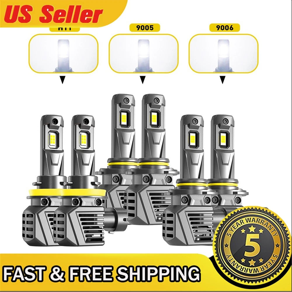 2X H11 9005 9006 LED Headlight Bulbs 60000LM 6000K White High Low Beam