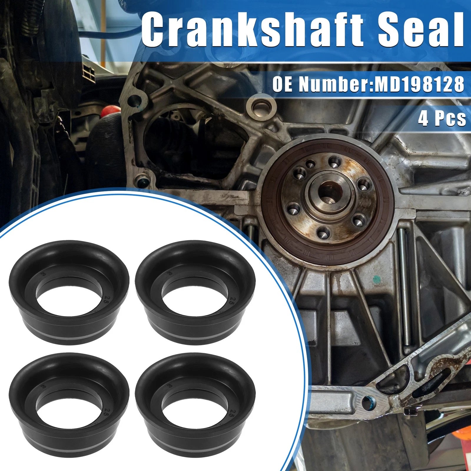 Set of 4 Crankshaft Oil Seals No.MD198128 for Mitsubishi Eclipse 