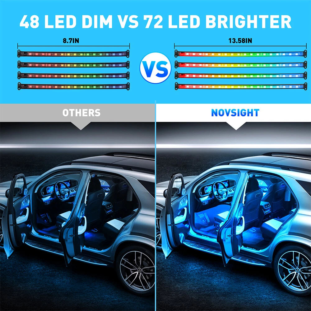 2X LED Car Interior Atmosphere Strip Lights for Universal Vehicles (RGB)