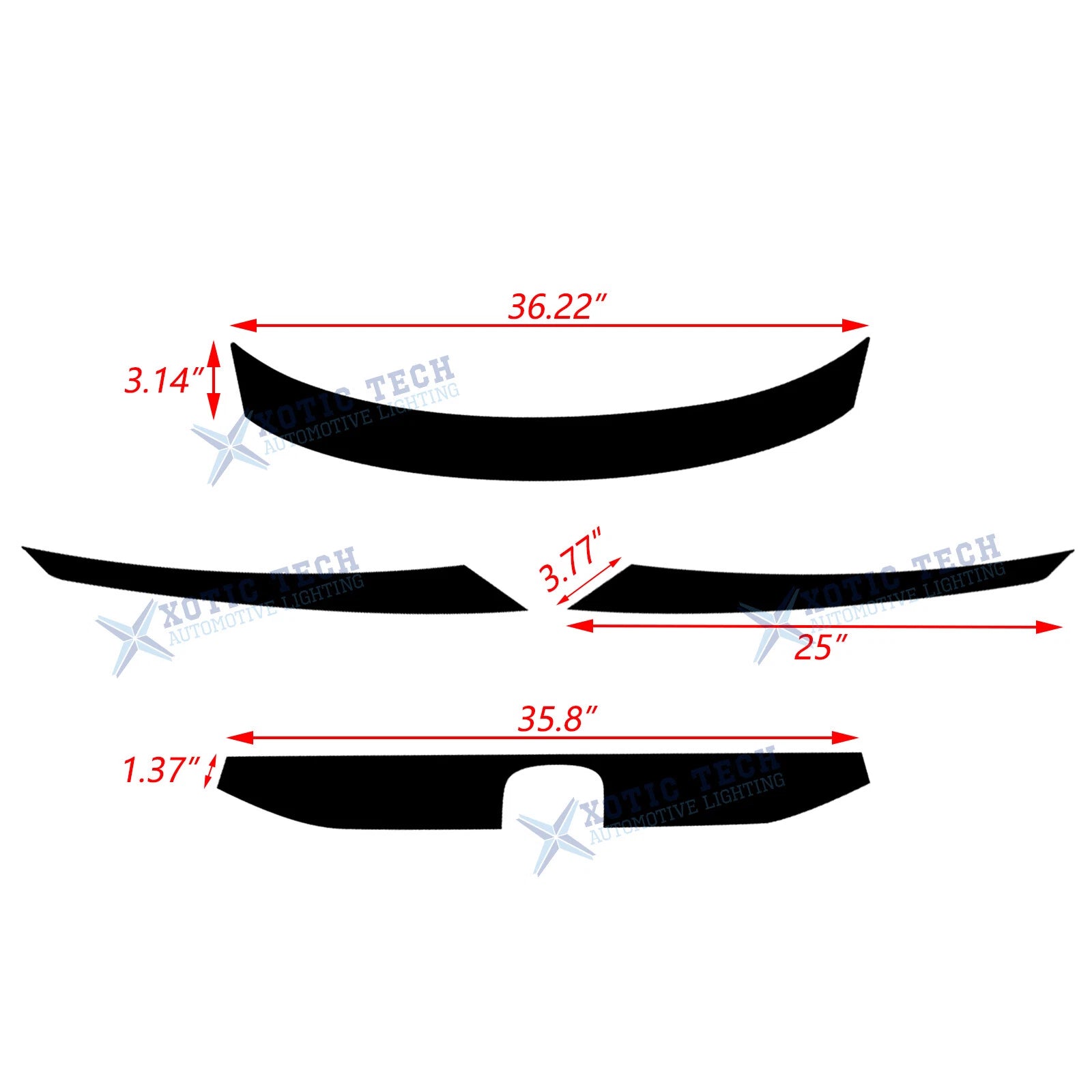 Matt Black Front Bumper Grille Strip Cover for Honda Civic (2016-2021)