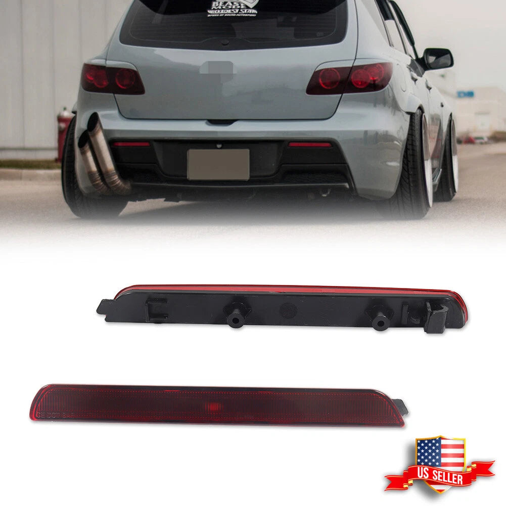 2X Red Lens Rear Bumper Reflector Lights for Mazda3 Axela (2004–2009)