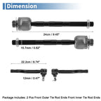 6pcs Front Inner Outer Tie Rod End Link for Ford Edge (2007–2014) No.EV800576/ES800473