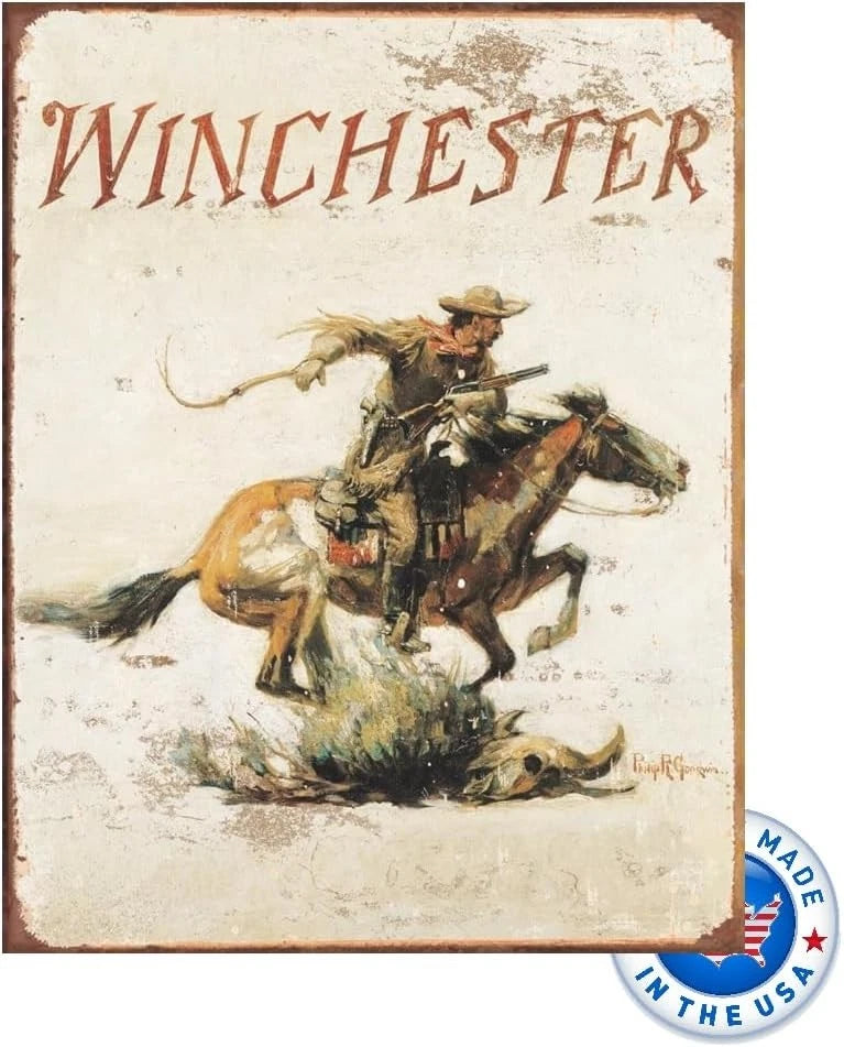 Winchester Logo Metal Tin Sign for Home Cabin Wall Decor (#1421)