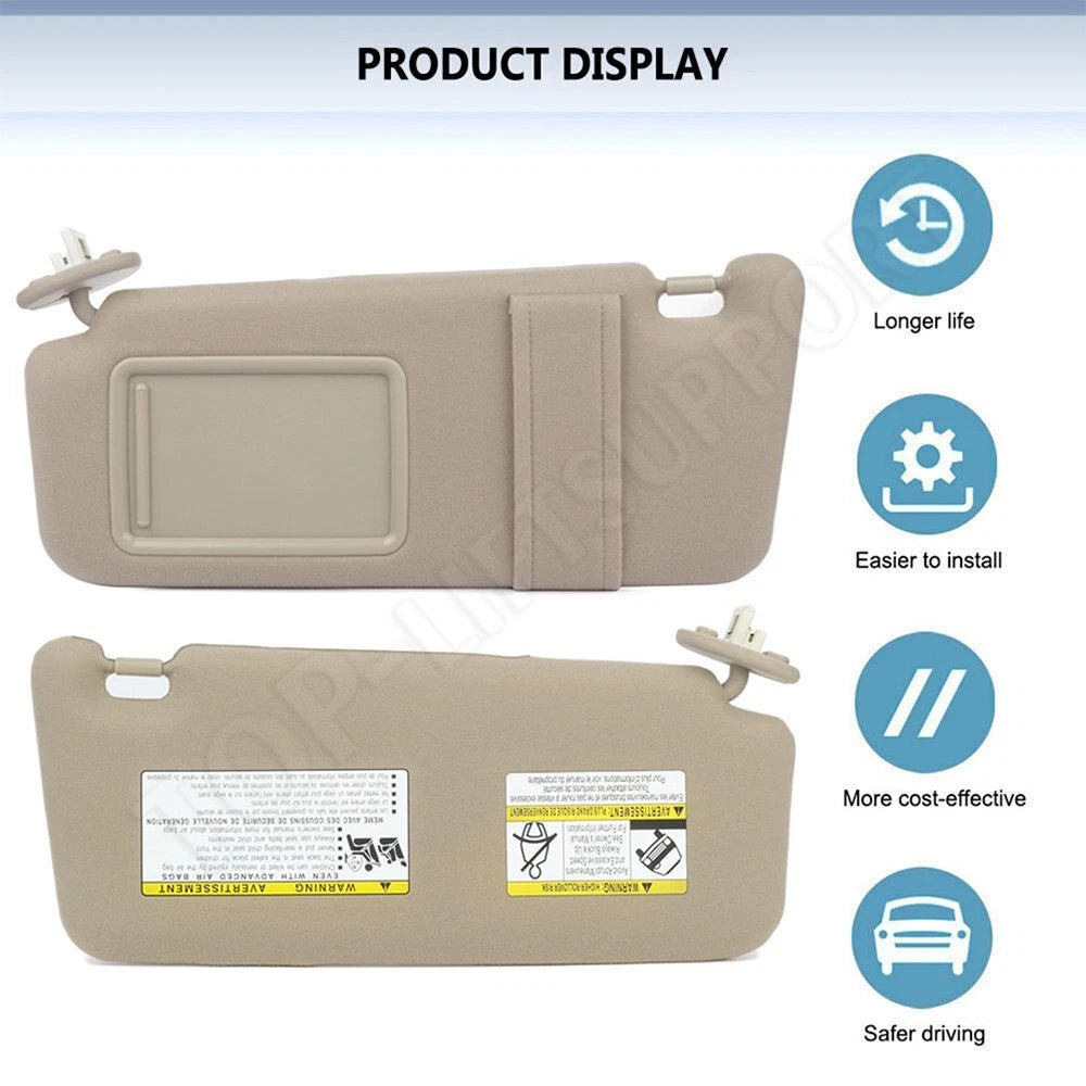Driver Left Sun Visor for Toyota Venza (2009–2016) Tan Beige Ivory