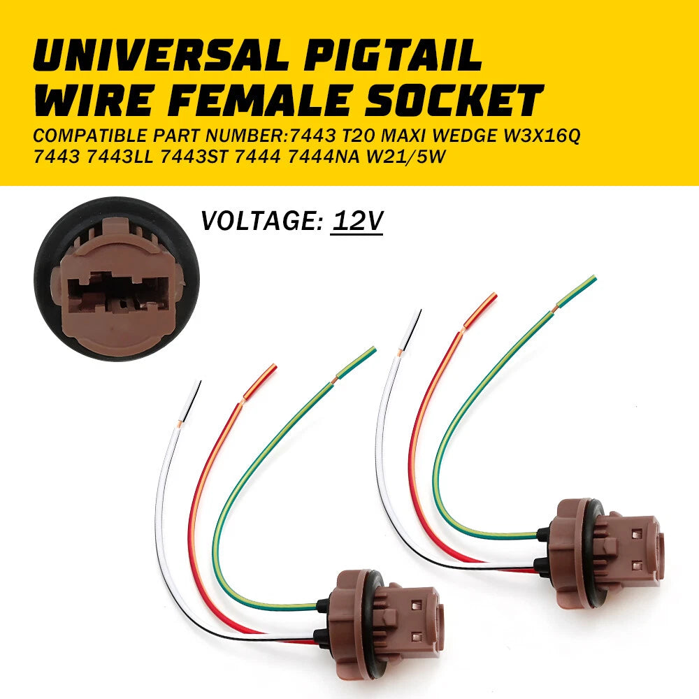 Pigtail Wire Female Socket 7443 for Universal Applications (2X)