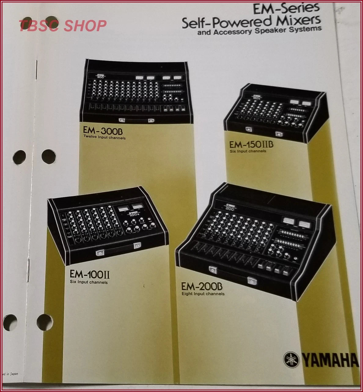 Self-Powered Mixer Brochure for Yamaha EM-300B EM-150IIB EM-100II EM-200B