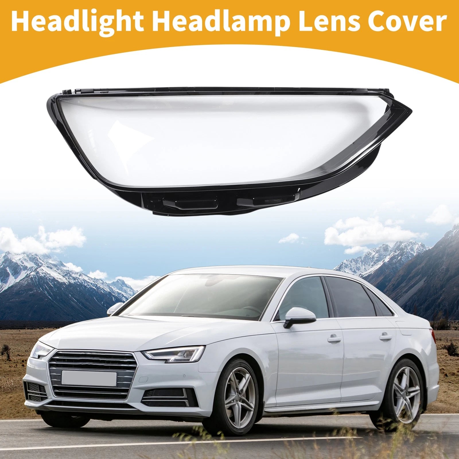 1 Pc Headlight Lens Cover for Audi A4 (2020–2023) Clear Black