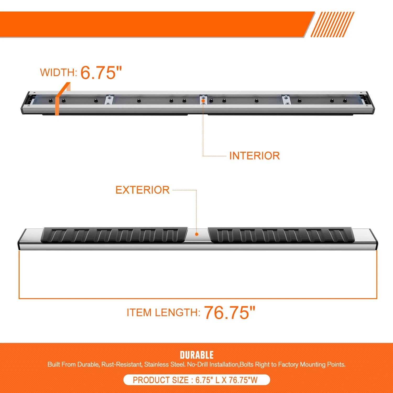 Set of 2 Step Bar Running Boards for Dodge Ram 1500 (2009–2023)