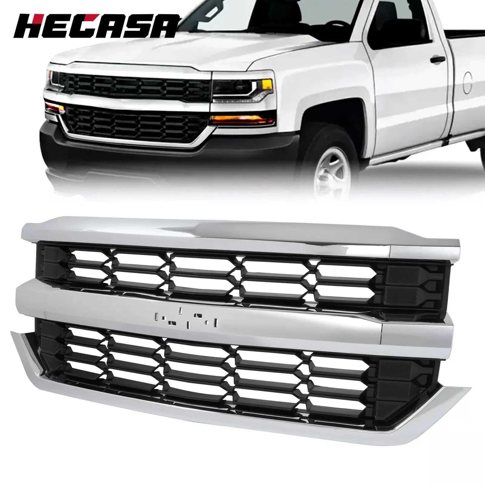 Front Upper Grille Chrome for Chevrolet Silverado 1500 (2016–2019)