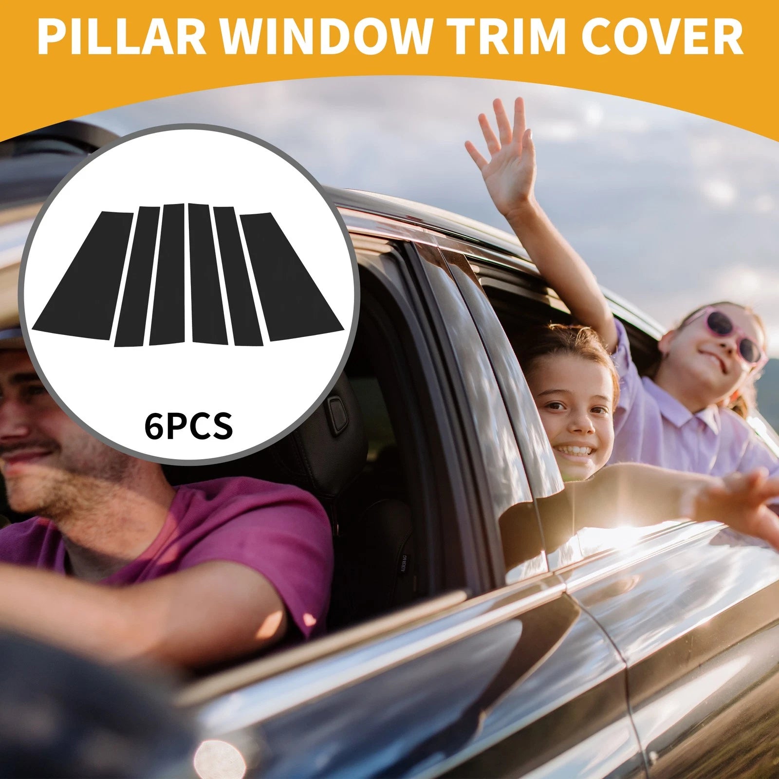6 Pcs Door Pillar Window Trim for Toyota Sienta (2022–2024) Black