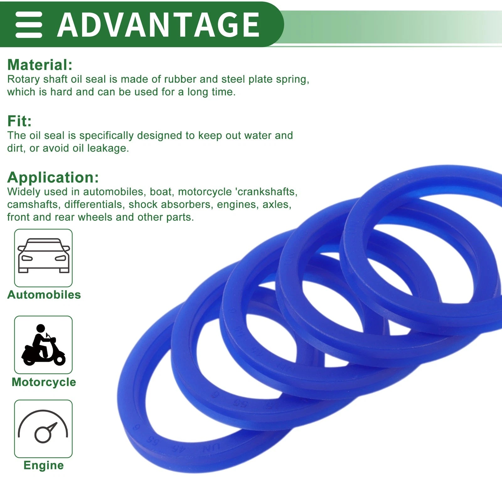 Set of 5 Oil Seal Ring 45x55x6mm for Rotary Shaft (High Pressure)
