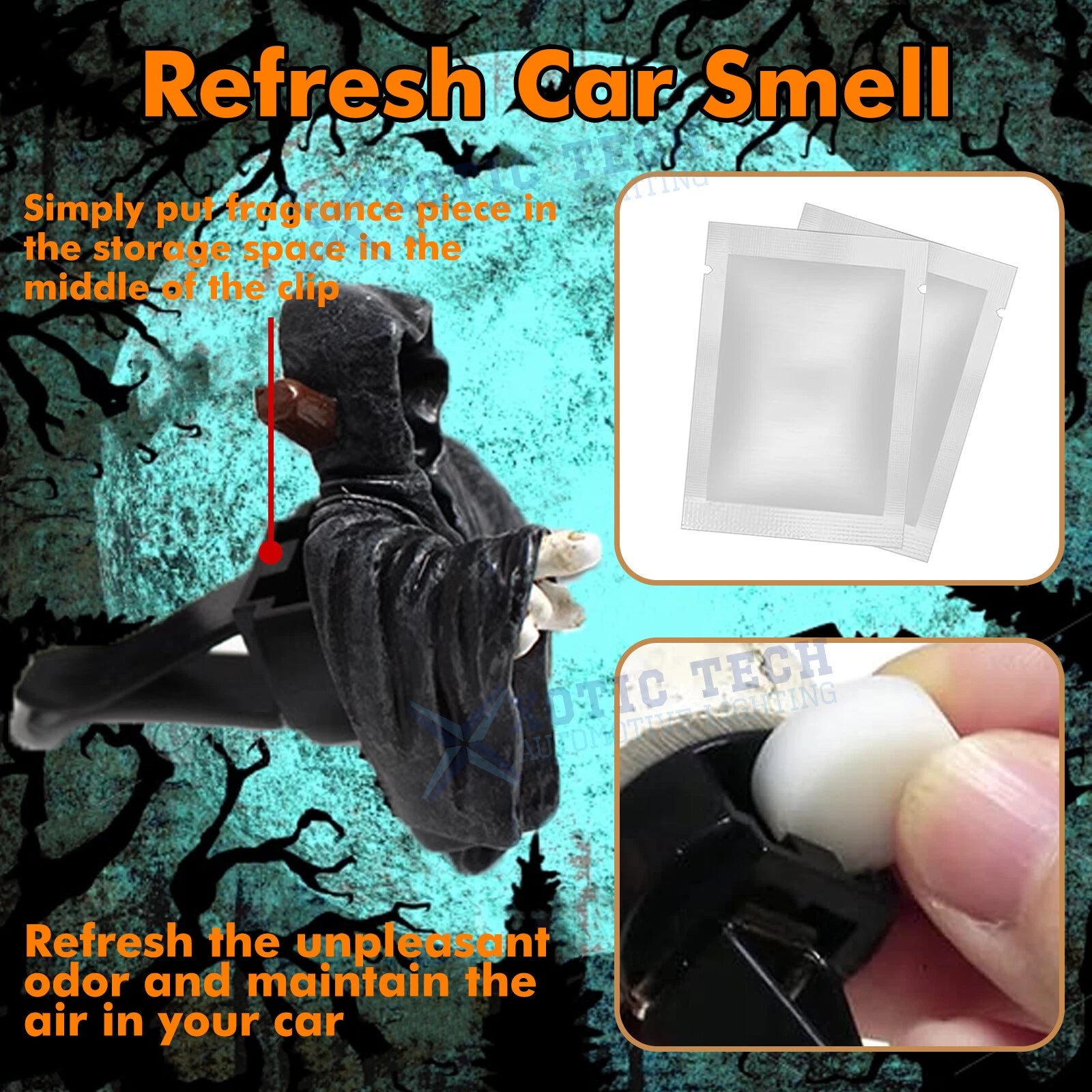 Skeleton Ghost Car Freshener Air Vent Clips Kit for 3 Packs (2010-2015)
