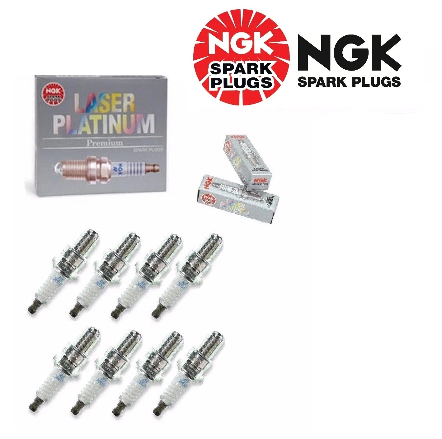Set of 8 Pre-Gapped Spark Plugs NGK Laser Platinum 5255 for Mazda RX-7