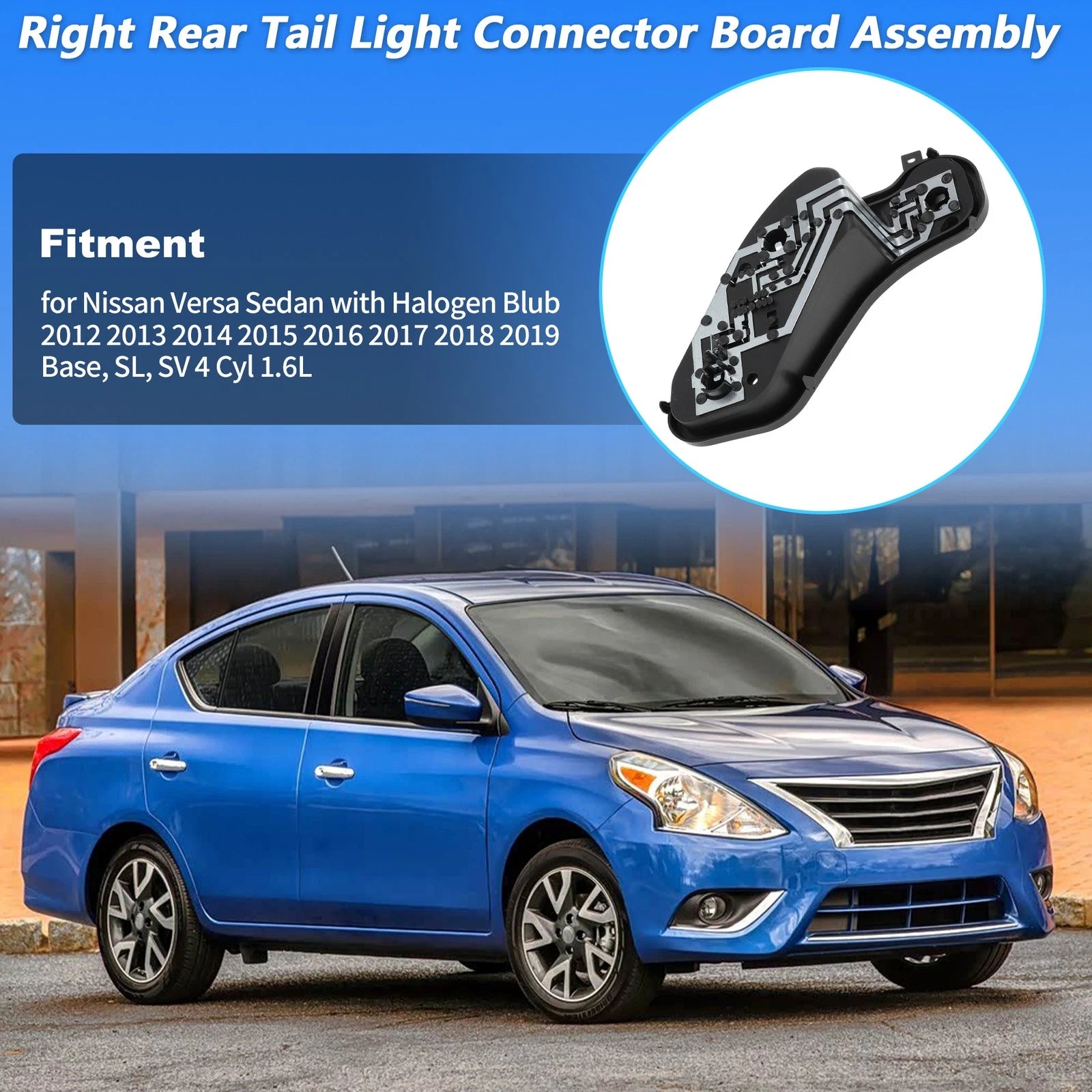 Right Tail Light Socket Board Assembly for Nissan Versa (2012–2019) No. 26551-3AW0A