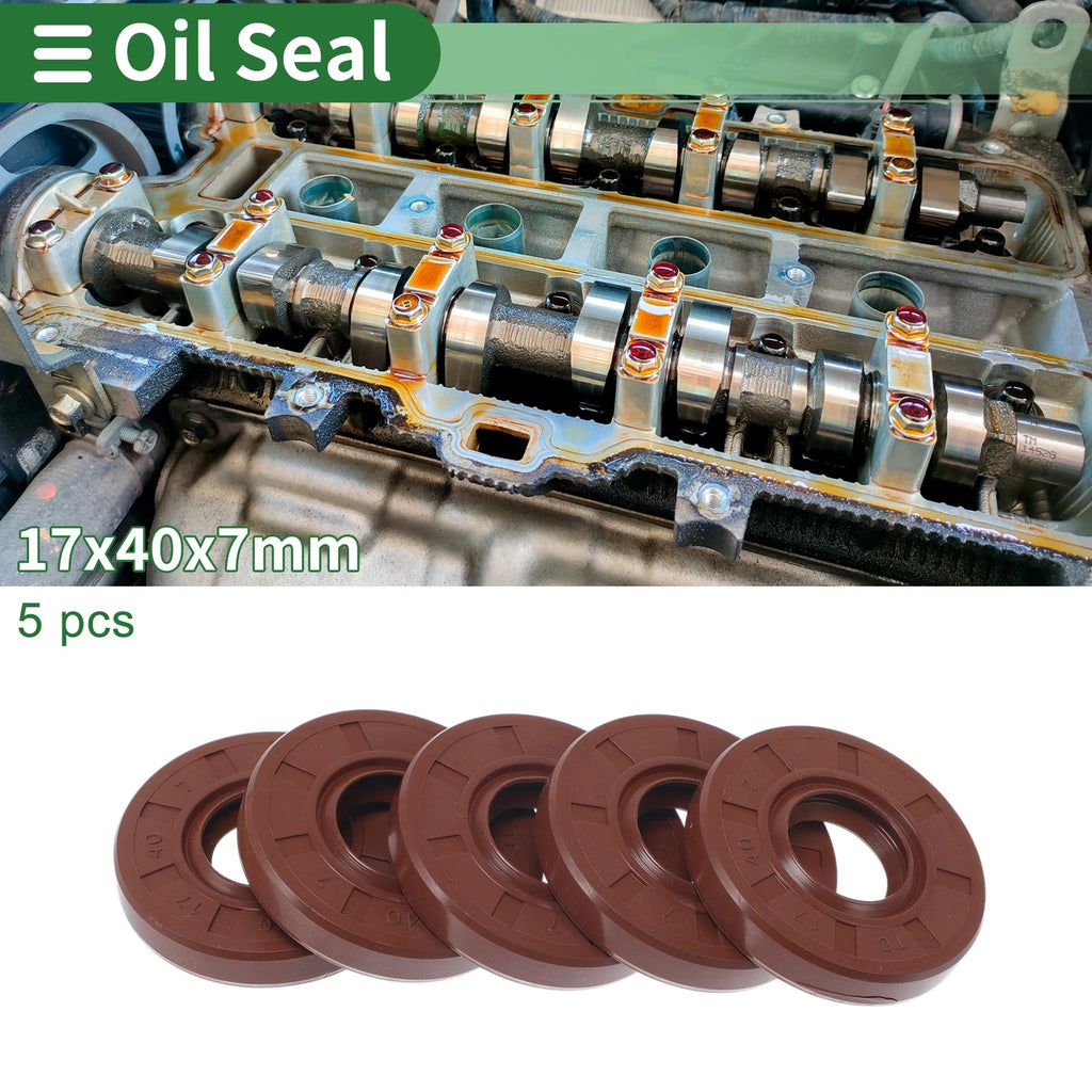 Set of 5 Oil Seal Rotary Shaft Seal FKM Rubber 17x40x7mm