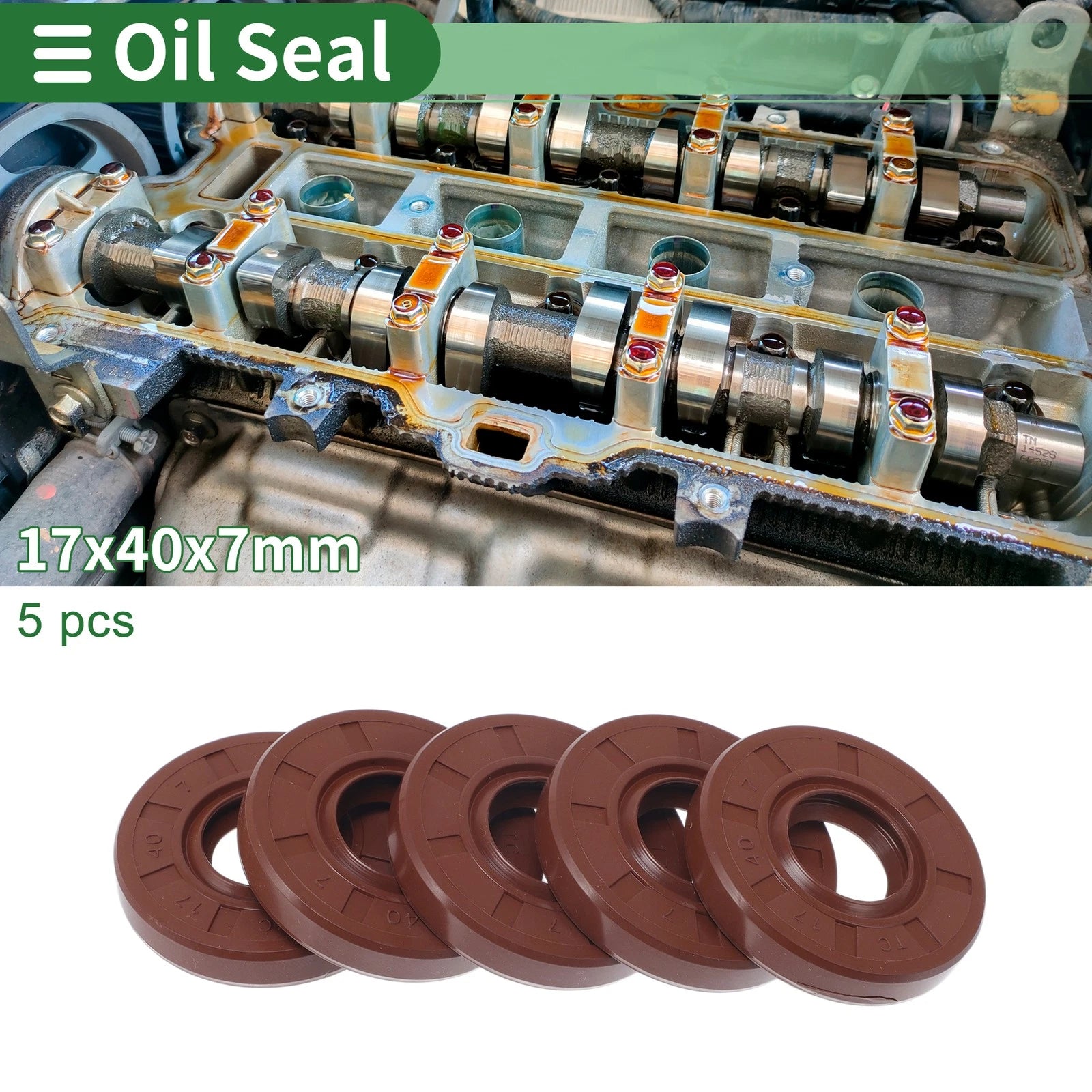 Set of 5 Oil Seal Rotary Shaft Seal FKM Rubber 17x40x7mm