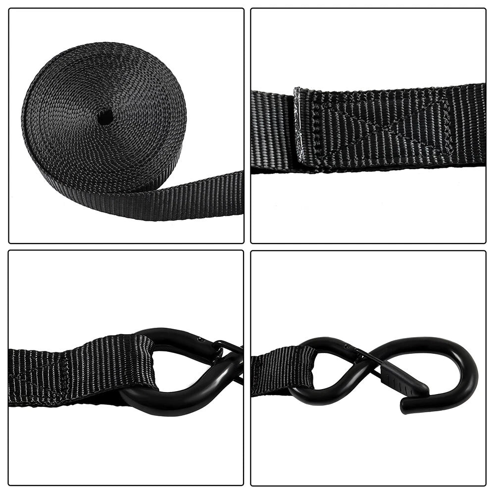 4 Pack Ratchet Tie Down Straps for Moving Cargo with S Hooks