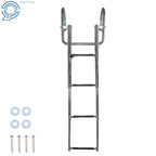 4-Step Stainless Steel Pontoon Boat Ladder with Pedal Hand Railing