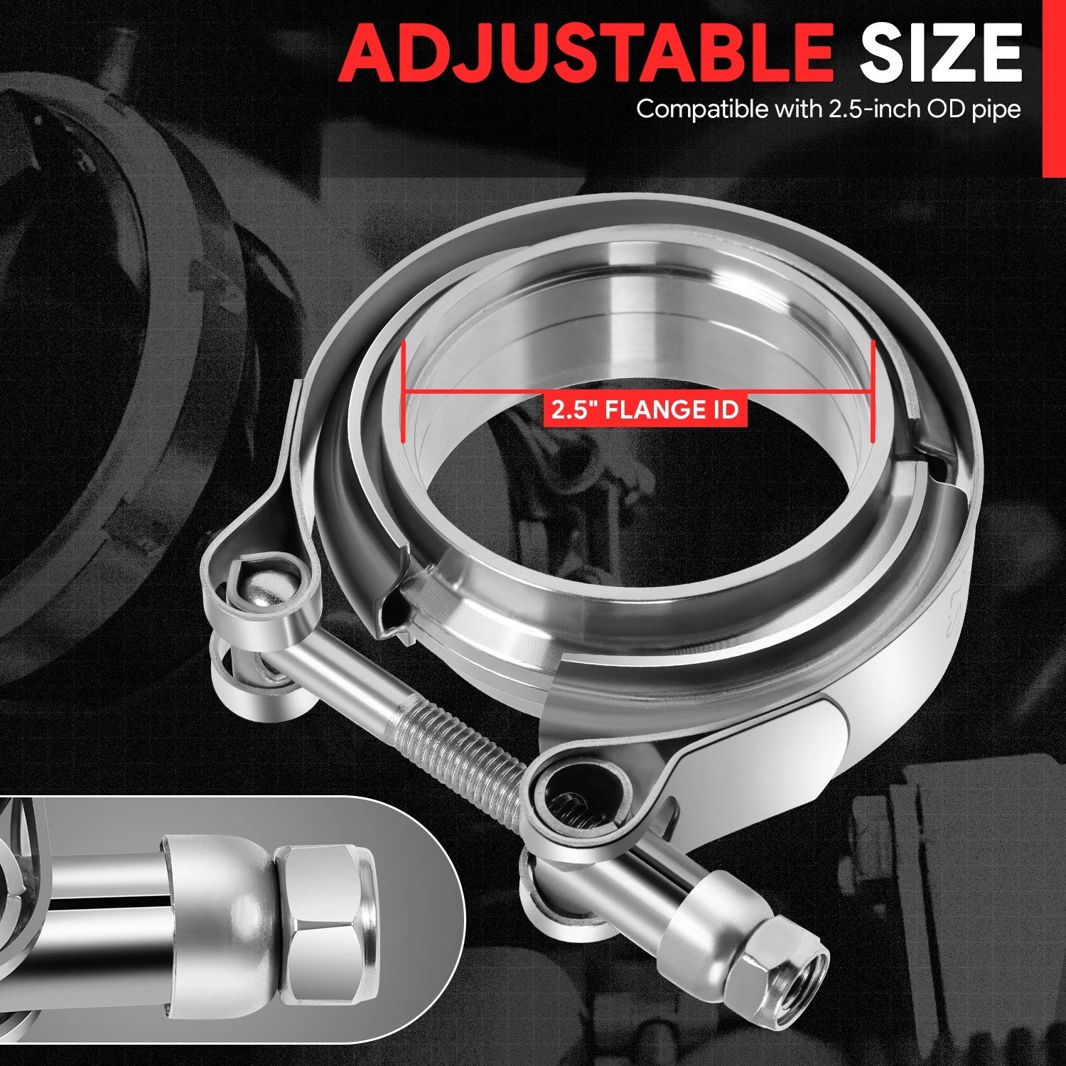 2X 2.5" OD V-Band Turbo Clamp & Flange Set for Universal Applications