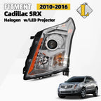 Halogen Headlight for Cadillac SRX (2010–2016) w/Bulb Chrome Driver Left
