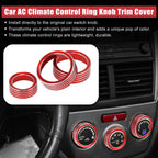 3pcs Red AC Climate Control Knob Trim Cover for Subaru Forester (2019–2021)
