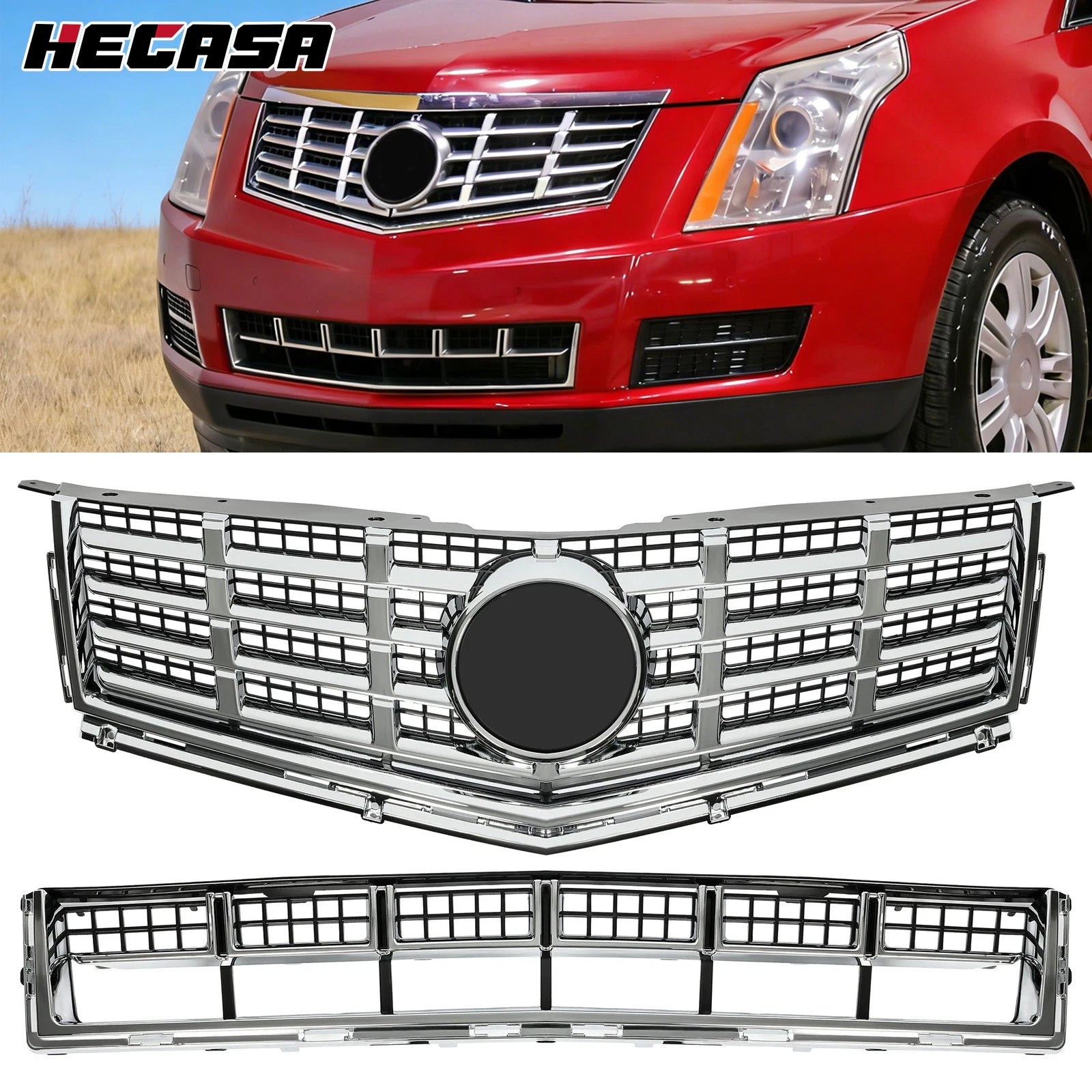 Set of 2 Chrome Grilles for Cadillac SRX (2013–2016)