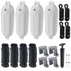 Set of 4 Boat Fenders for (6.5"x23", White)