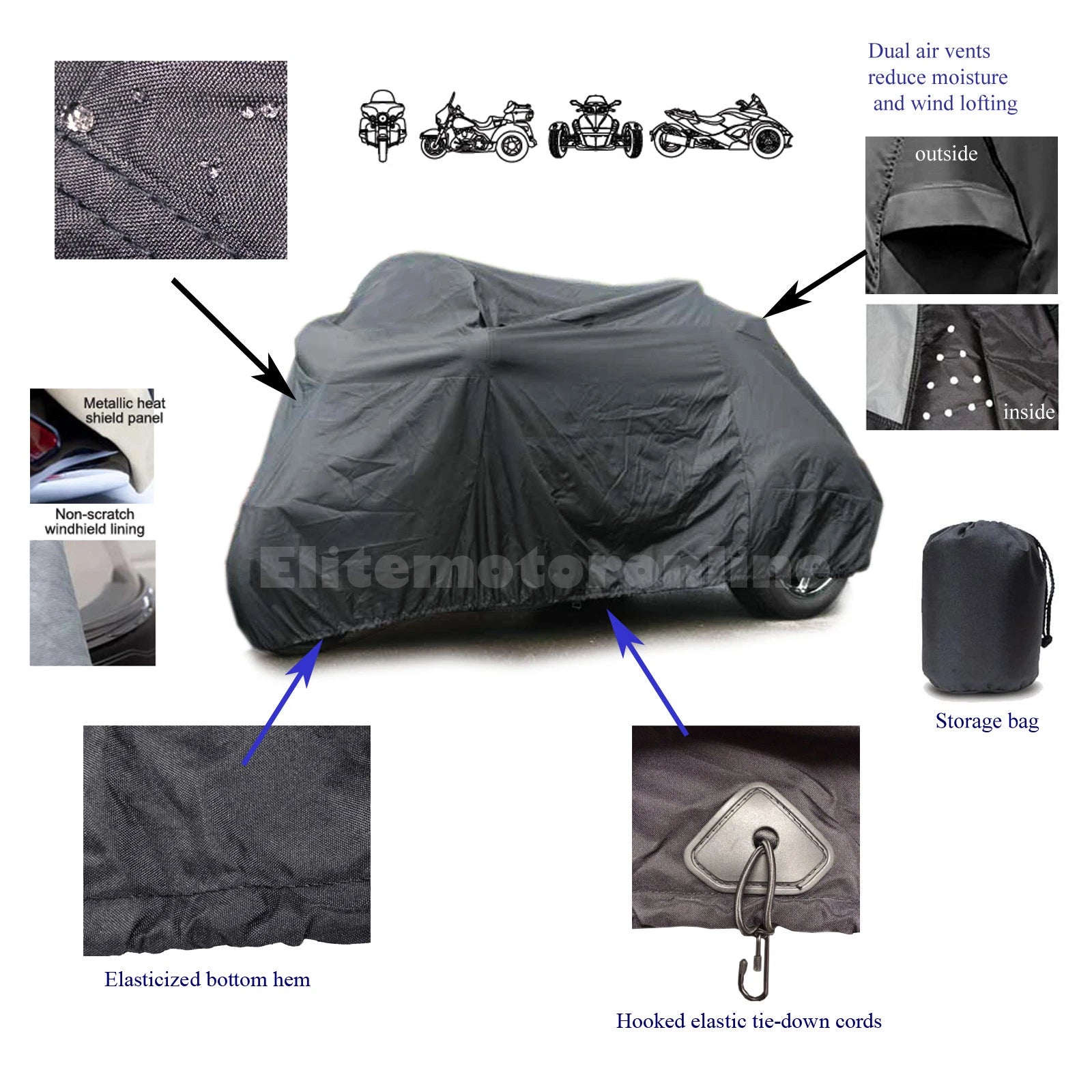 Waterproof Storage Cover for California Sidecar Valkyrie Interstate (1997–2003)