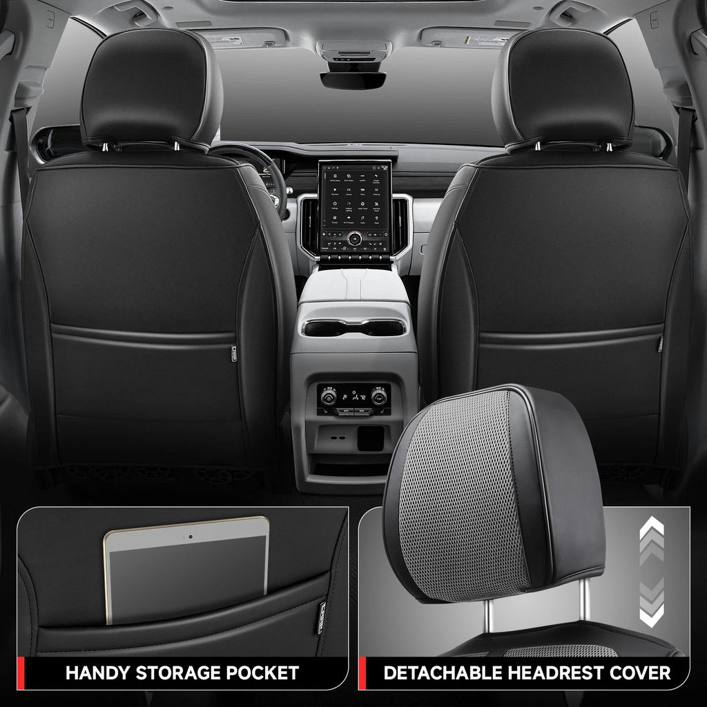 Set of 2 Universal Front Row Seat Covers for Car SUV (Grey/Black)