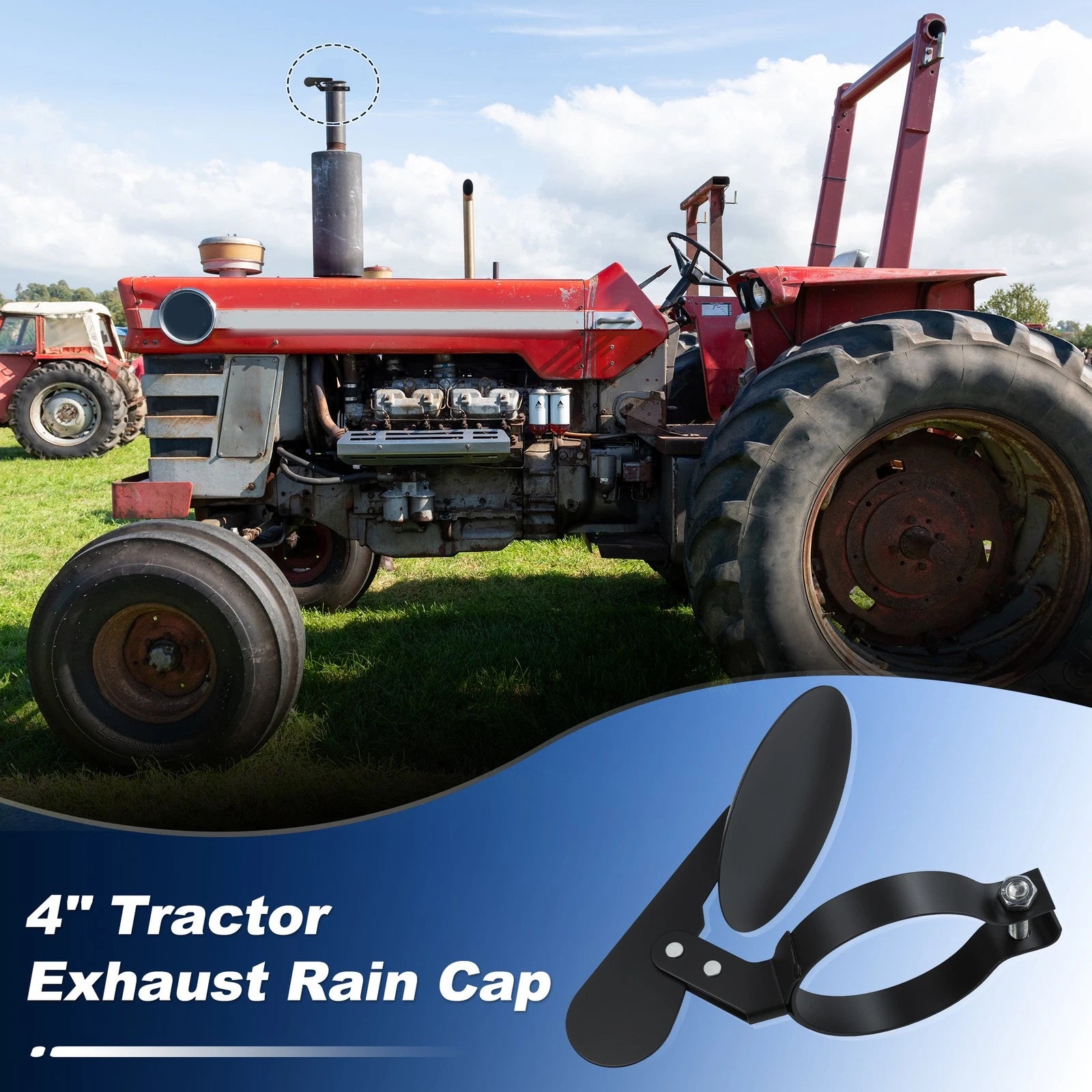 4" Exhaust Rain Cap for Ford, New Holland, John Deere Tractor 