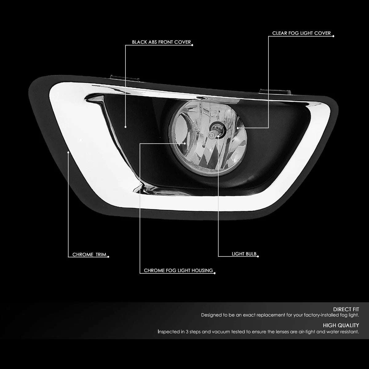 Pair Fog Light Lamps for Chevy Colorado (2015–2019) w/ Switch & Chrome Trim