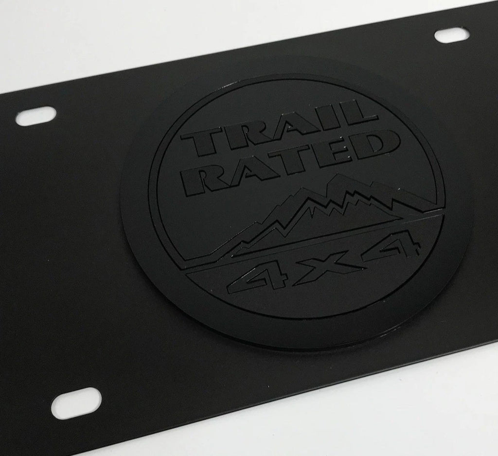 Matte Black Trail Rated Emblem License Plate for Jeep (2018–2024)