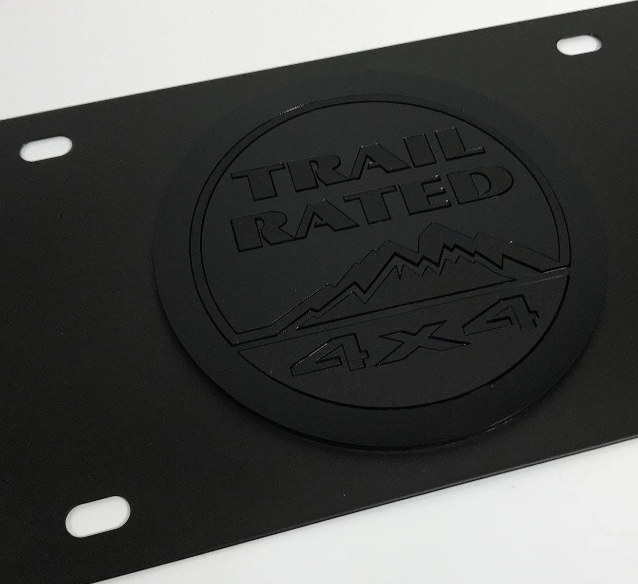 Matte Black Trail Rated Emblem License Plate for Jeep (2018–2024)