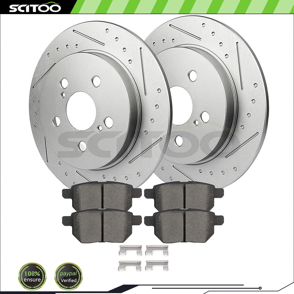 Set of 2 Rear Brake Rotors and Ceramic Pads for Toyota Corolla (2015–2019)