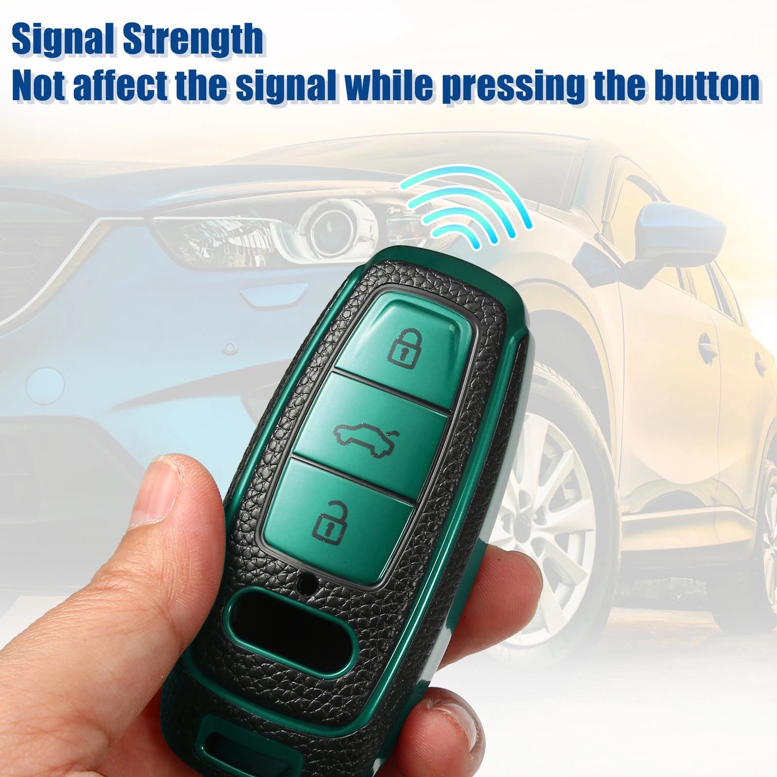 TPU 3 Button Keyless Remote Cover for Audi A6 (2012–2018) Black Green