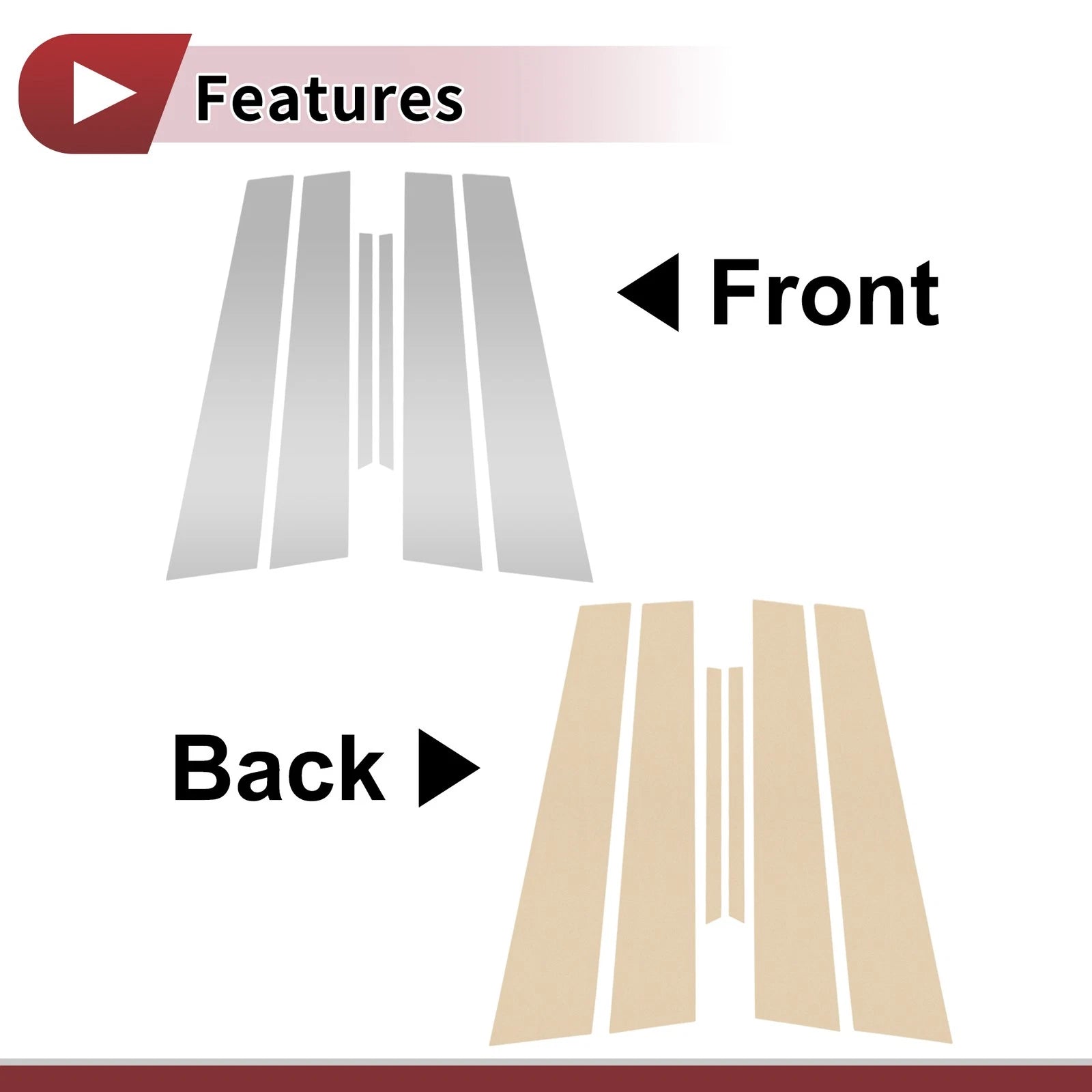 Set of 6 Car Door Pillar Window Trim for Toyota Crown (2009–2012) Chrome
