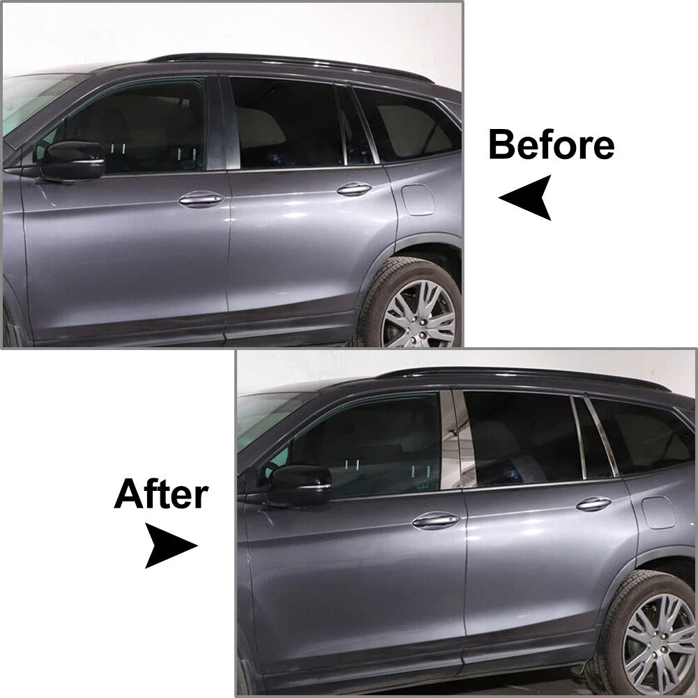 8PCS Pillar Post Window Trim for Honda Pilot Ridgeline (2016–2022) Silver