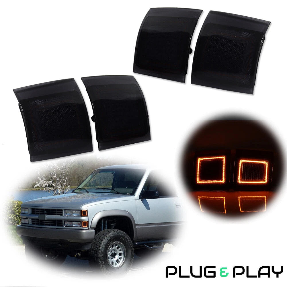 Smoke Amber LED Corner Side Marker Lights for Chevy C/K 1500 2500 3500