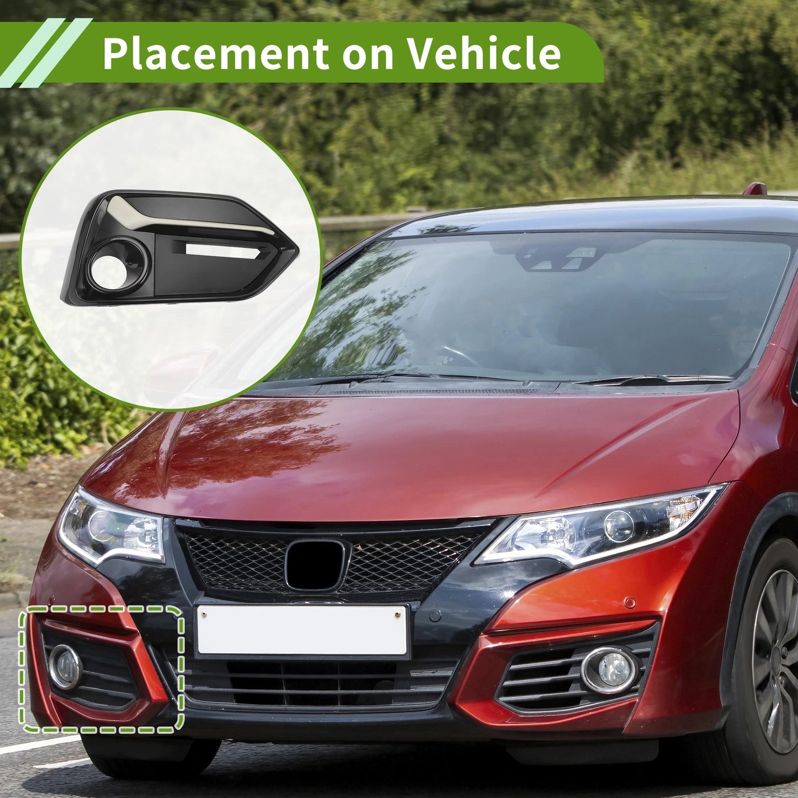 1pc Fog Light Grill for Honda Civic Hatchback (No. 71113TGGA50ZB)
