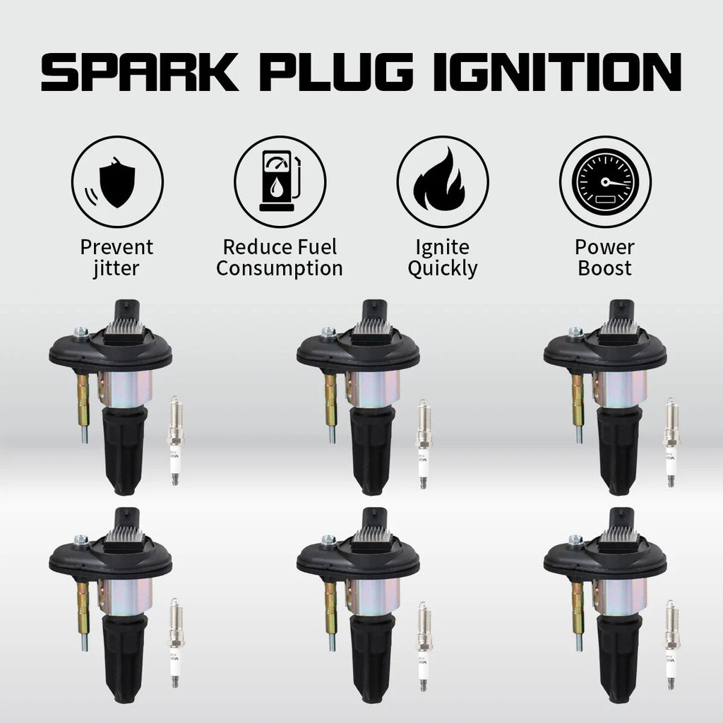 Set of 6 Ignition Coils + 6 Spark Plugs for Chevy Trailblazer GMC Canyon Envoy (2002–2009)