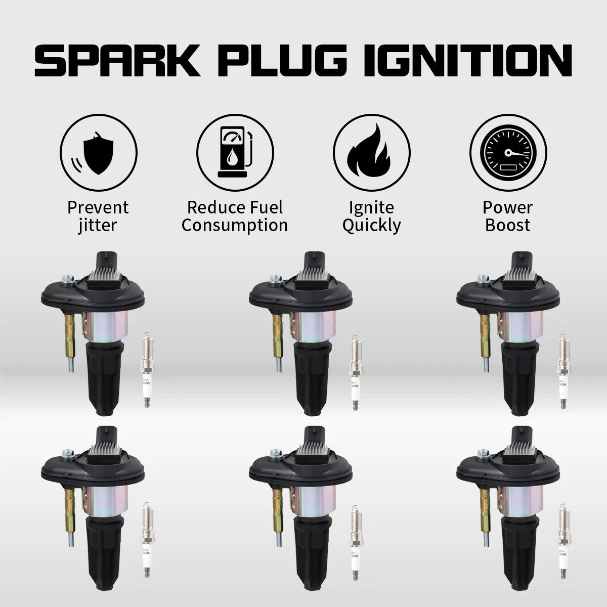 Set of 6 Ignition Coils + 6 Spark Plugs for Chevy Trailblazer GMC Canyon Envoy (2002–2009)