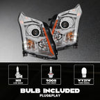 Pair Halogen Headlights for Cadillac SRX (2010–2016) w/ Bulbs Projector