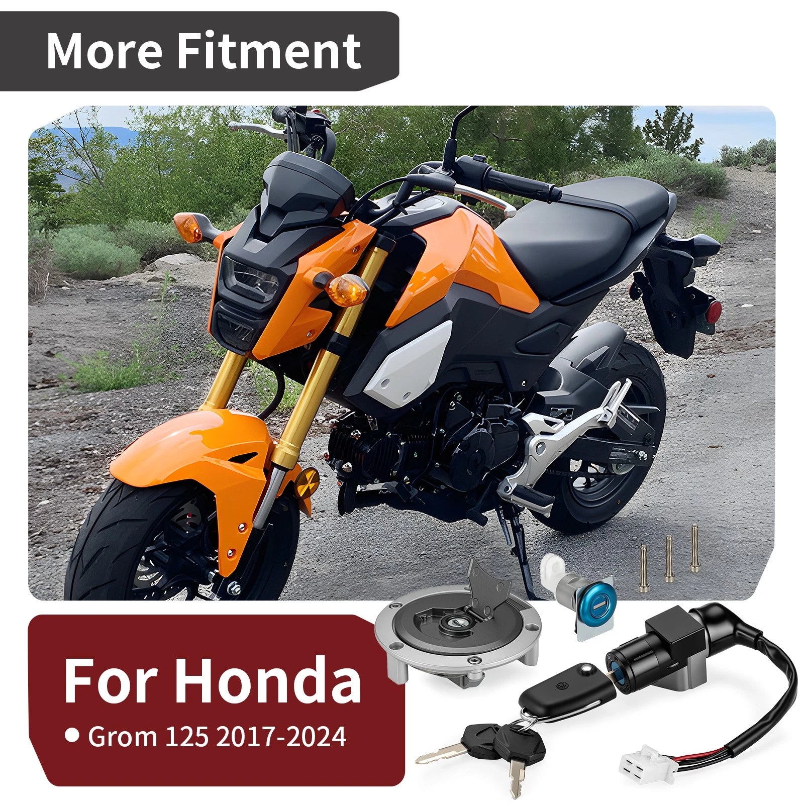 Ignition Switch Lock & Fuel Gas Cap Set for Honda Grom 125 (2017–2024)