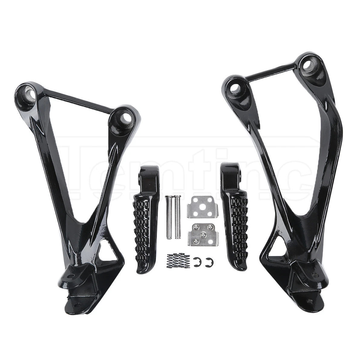 Black Rear Passenger Footpegs Footrest Bracket for Kawasaki Ninja ZX6R (2005–2008)