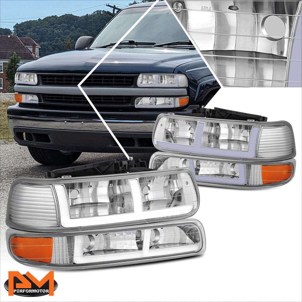 F-Shape LED DRL Headlights for Silverado/Suburban/Tahoe (1999–2006)