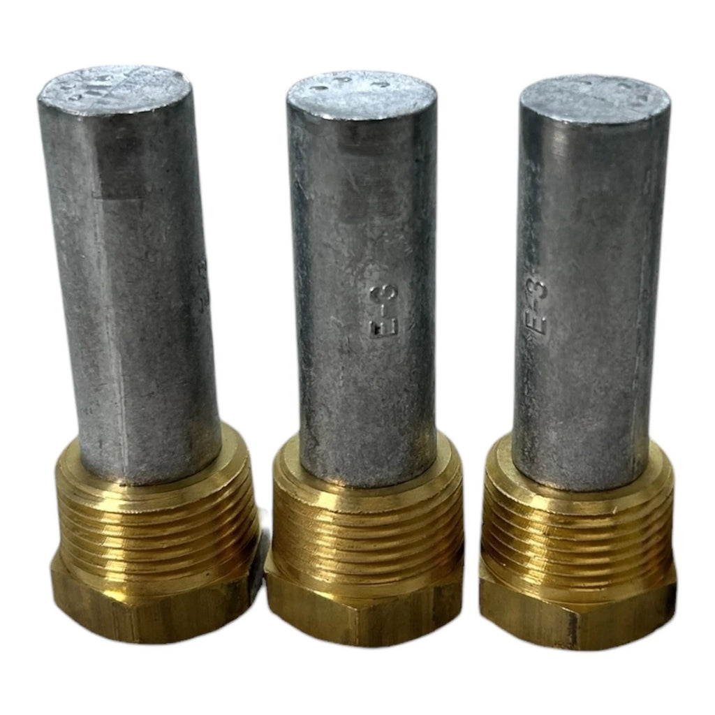 Set of 3 Zinc Pencil Anodes w/ Hex Head Cap for Camp E-3c