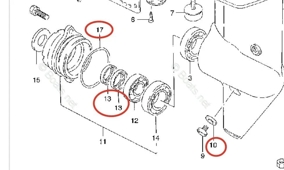 Lower Unit Seal Kit for Suzuki Outboard 5HP 6HP 8HP (09282-14002 09280-48003)