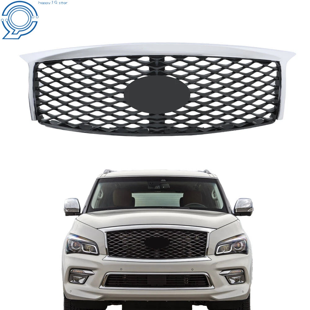 Black Chrome Front Bumper Upper Grille for Infiniti QX80 (2015–2017)