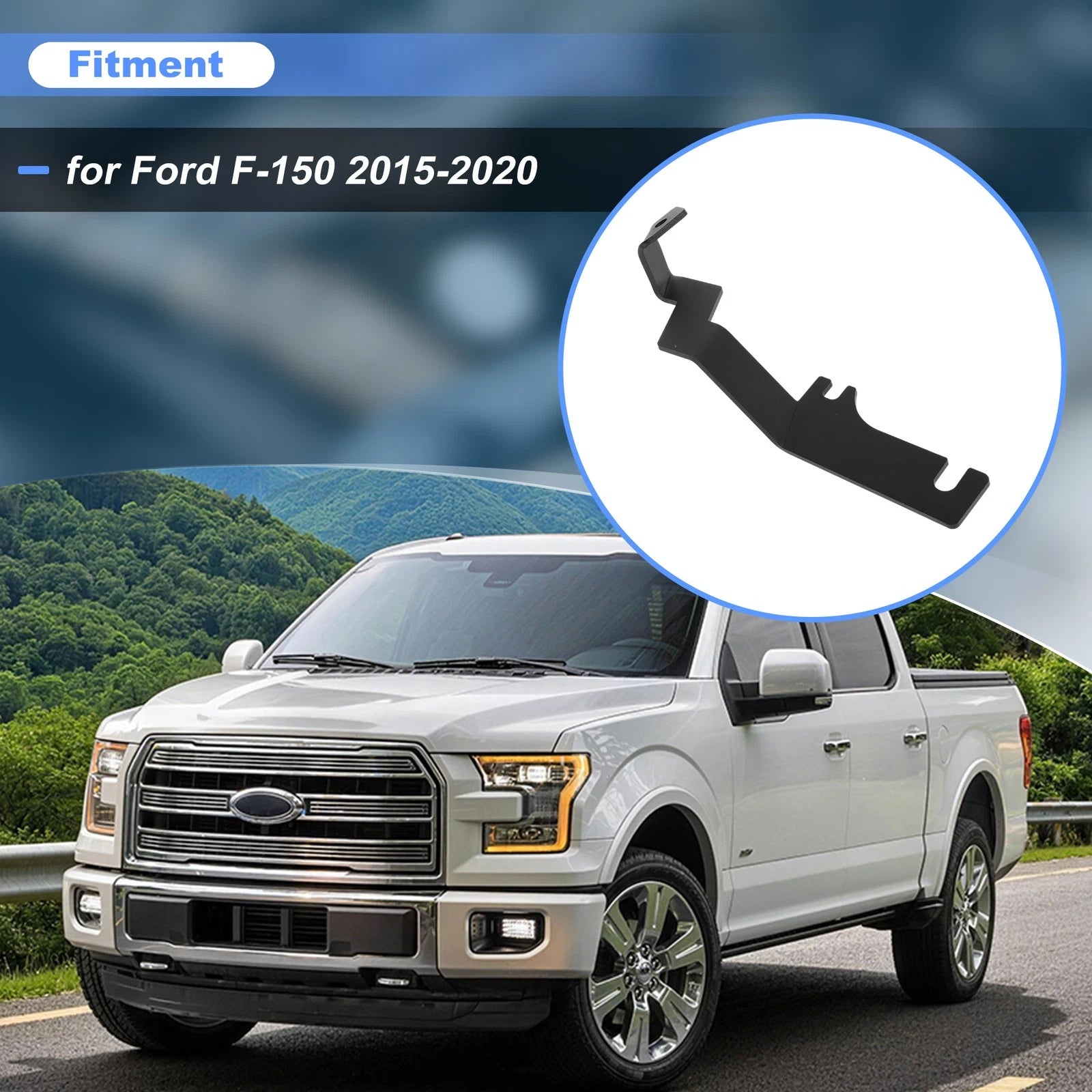 Headlight Hood Mount Bracket Set of 2 for Ford F-150 (2015–2020) Black